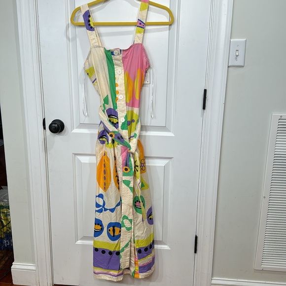 *NEW* ZARA BLOGGER FAVORITE COLORFUL GEOMETRIC MIDI DRESS XS - Picture 7 of 13